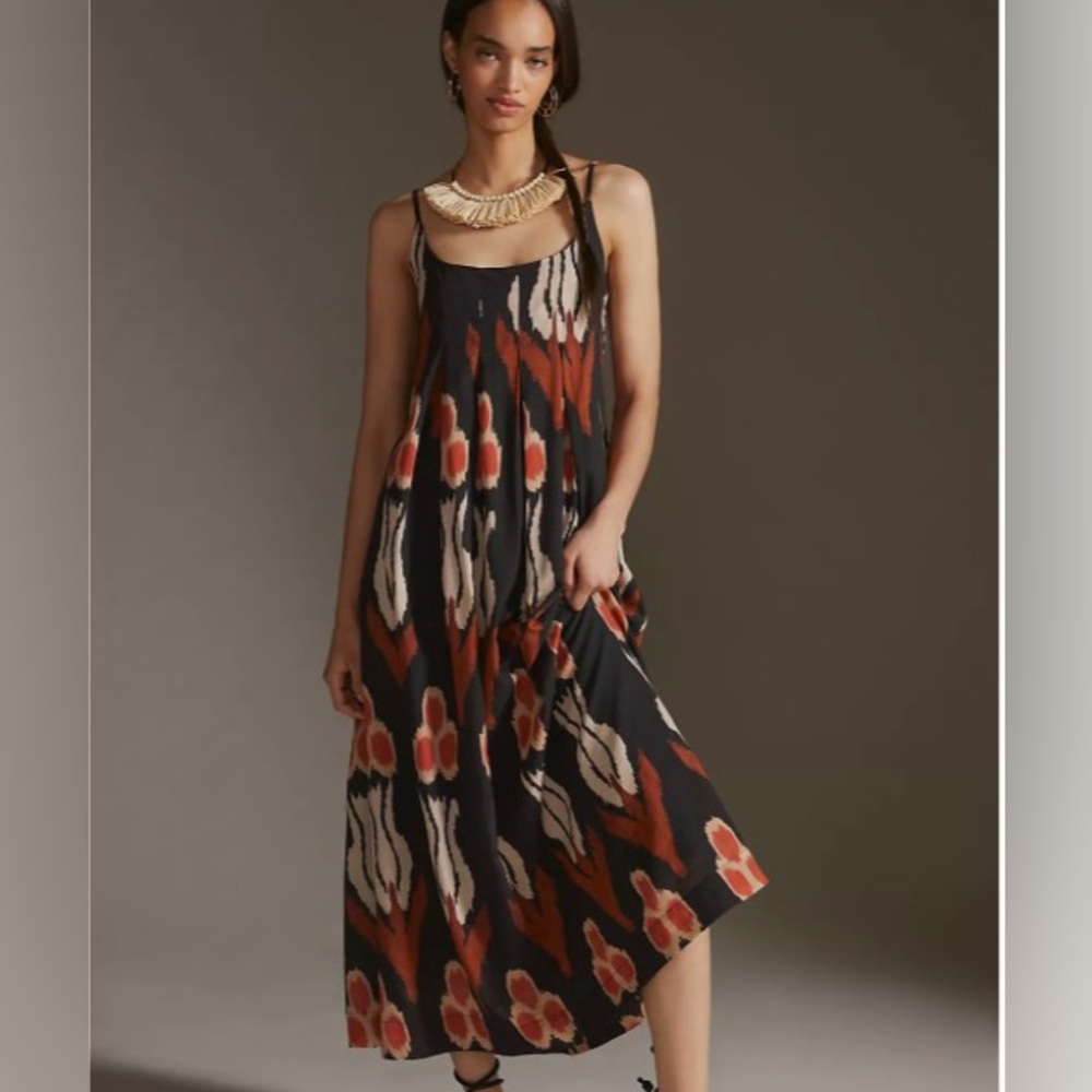 NWOT Anthropologie Nikki Pleated Maxi Color: BLACK MOTIF - Picture 3 of 5
